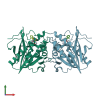 PDB entry 5zge coloured by chain, front view.