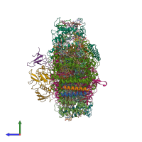PDB entry 5zgh coloured by chain, side view.