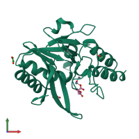 PDB entry 5zgi coloured by chain, front view.