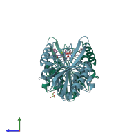 PDB entry 5zgp coloured by chain, side view.