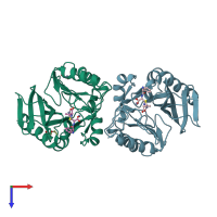 PDB entry 5zgp coloured by chain, top view.