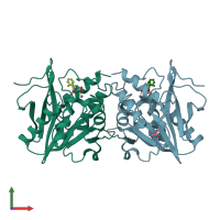 PDB entry 5zgr coloured by chain, front view.