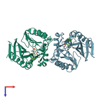 PDB entry 5zgr coloured by chain, top view.