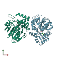PDB entry 5zhr coloured by chain, front view.