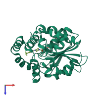 PDB entry 5zht coloured by chain, top view.