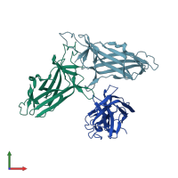 PDB entry 5zhu coloured by chain, front view.