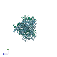 PDB entry 5zi1 coloured by chain, side view.
