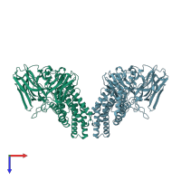 PDB entry 5zi1 coloured by chain, top view.
