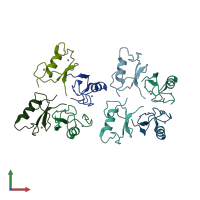 PDB entry 5zi6 coloured by chain, front view.