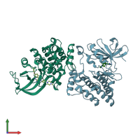 PDB entry 5zj6 coloured by chain, front view.