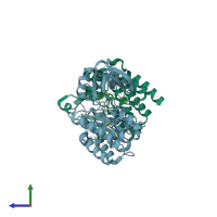 PDB entry 5zj6 coloured by chain, side view.