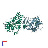 PDB entry 5zj6 coloured by chain, top view.