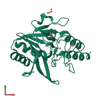 PDB entry 5zj8 coloured by chain, front view.