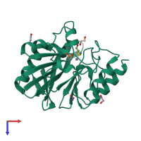 PDB entry 5zj8 coloured by chain, top view.