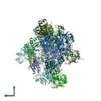 PDB entry 5zjk coloured by chain, side view.