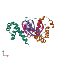 PDB entry 5zjq coloured by chain, front view.