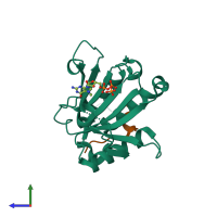 PDB entry 5zjy coloured by chain, side view.