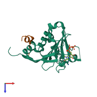 PDB entry 5zjy coloured by chain, top view.