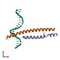 PDB entry 5zk1 coloured by chain, front view.