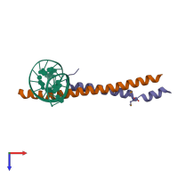 PDB entry 5zk1 coloured by chain, top view.