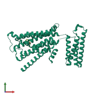 PDB entry 5zk3 coloured by chain, front view.