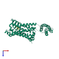PDB entry 5zk3 coloured by chain, top view.