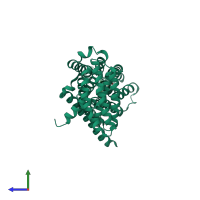 PDB entry 5zk8 coloured by chain, side view.