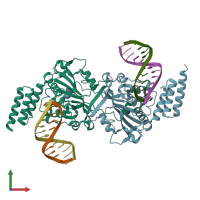 PDB entry 5zki coloured by chain, front view.