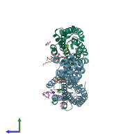 PDB entry 5zkq coloured by chain, side view.