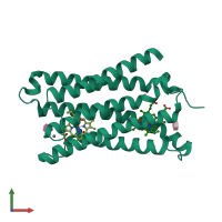 PDB entry 5zlg coloured by chain, front view.