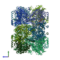 PDB entry 5zlp coloured by chain, side view.