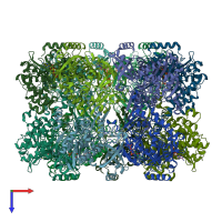 PDB entry 5zlp coloured by chain, top view.