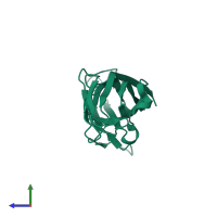 PDB entry 5zlq coloured by chain, side view.