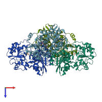 PDB entry 5zlt coloured by chain, top view.