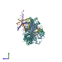 PDB entry 5zlv coloured by chain, side view.