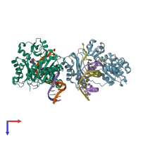 PDB entry 5zlv coloured by chain, top view.