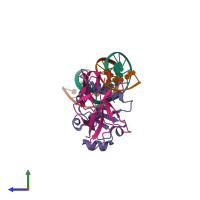 PDB entry 5zmc coloured by chain, side view.