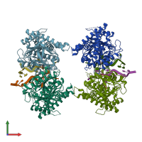 PDB entry 5zmd coloured by chain, front view.