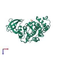 PDB entry 5zn0 coloured by chain, top view.