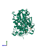 PDB entry 5zn5 coloured by chain, side view.