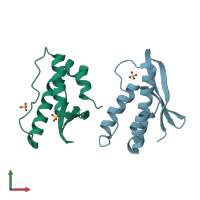 PDB entry 5zn9 coloured by chain, front view.