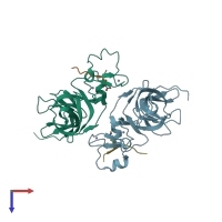 PDB entry 5znp coloured by chain, top view.