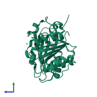 PDB entry 5zoa coloured by chain, side view.