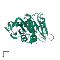 PDB entry 5zoa coloured by chain, top view.