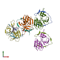 PDB entry 5zob coloured by chain, front view.