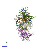 PDB entry 5zob coloured by chain, side view.