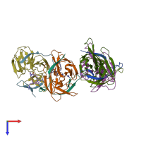 PDB entry 5zob coloured by chain, top view.