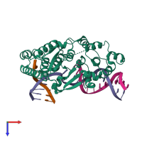 PDB entry 5zog coloured by chain, top view.