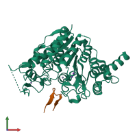 PDB entry 5zoo coloured by chain, front view.