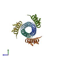 PDB entry 5zpw coloured by chain, side view.